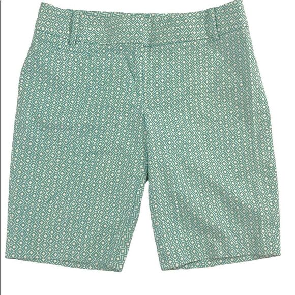 LOFT Marisa Geo Print Stretch Cotton Walking Shorts With 10” Inseam, size 00 - Picture 1 of 7